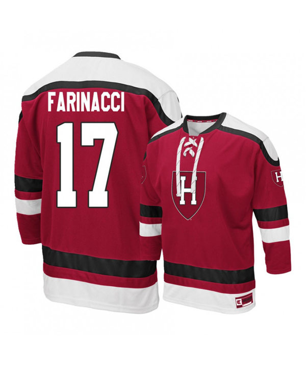 Mens Harvard Crimson #17 John Farinacci K1 Sportswear Maroon Stitched College Hockey Jersey
