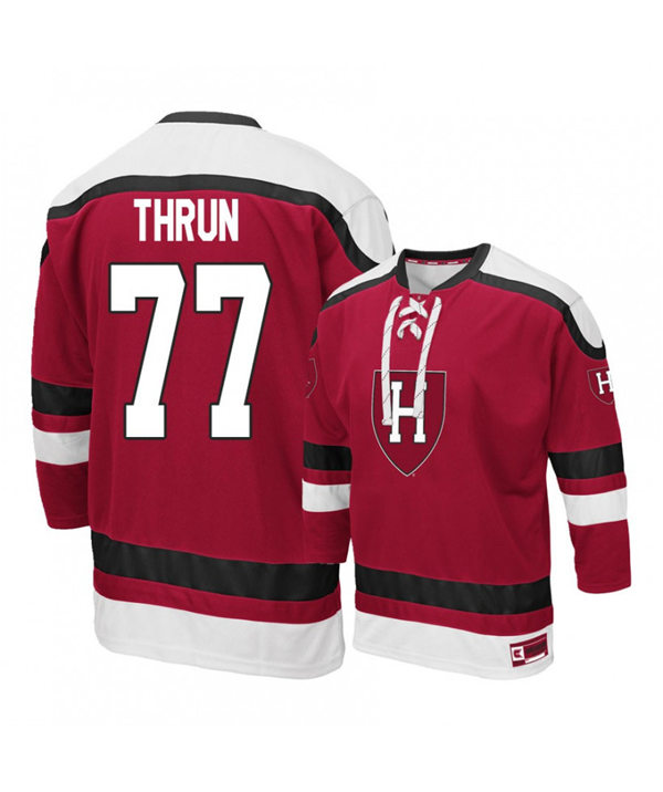 Mens Harvard Crimson #77 Henry Thrun K1 Sportswear Maroon Stitched College Hockey Jersey