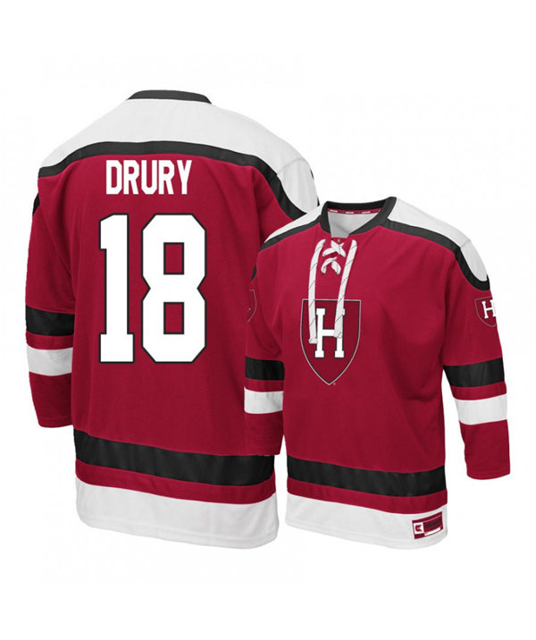 Mens Harvard Crimson #18 Jack Drury K1 Sportswear Maroon Stitched College Hockey Jersey
