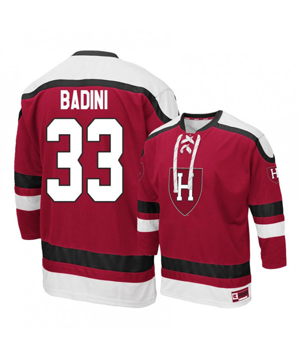 Mens Harvard Crimson #33 Jack Badini K1 Sportswear Maroon Stitched College Hockey Jersey