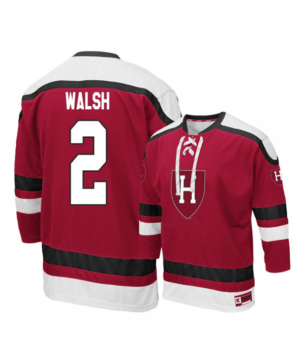 Mens Harvard Crimson #2 Reilly Walsh K1 Sportswear Maroon Stitched College Hockey Jersey