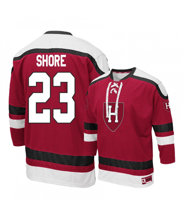 Mens Harvard Crimson #23 Baker Shore K1 Sportswear Maroon Stitched College Hockey Jersey