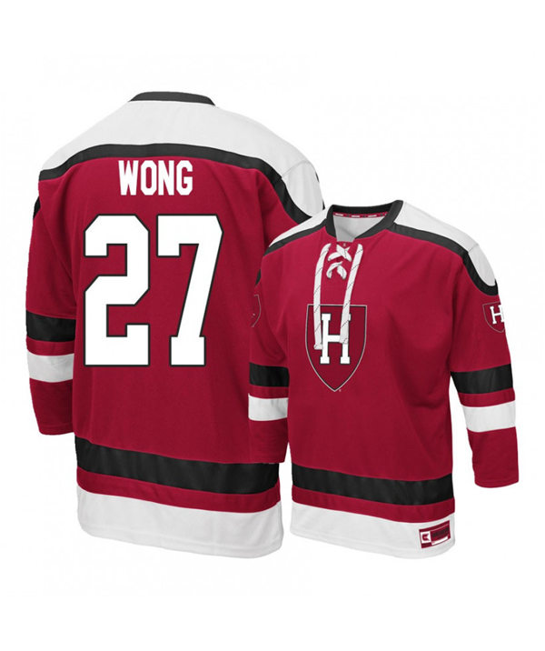 Mens Harvard Crimson #27 Austin Wong K1 Sportswear Maroon Stitched College Hockey Jersey