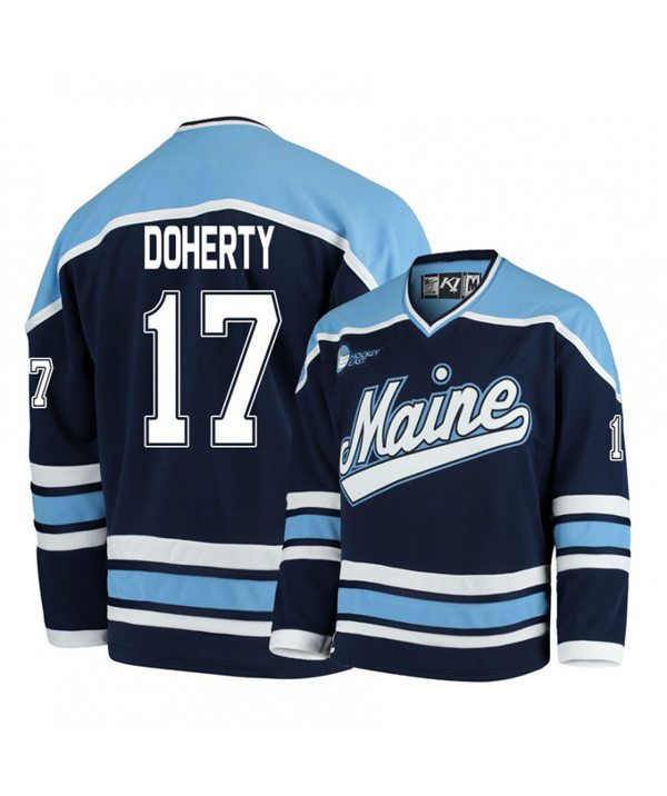 Mens Maine Black Bears #17 Tim Doherty Navy K1 Sportswear Stitched College Hockey Jersey