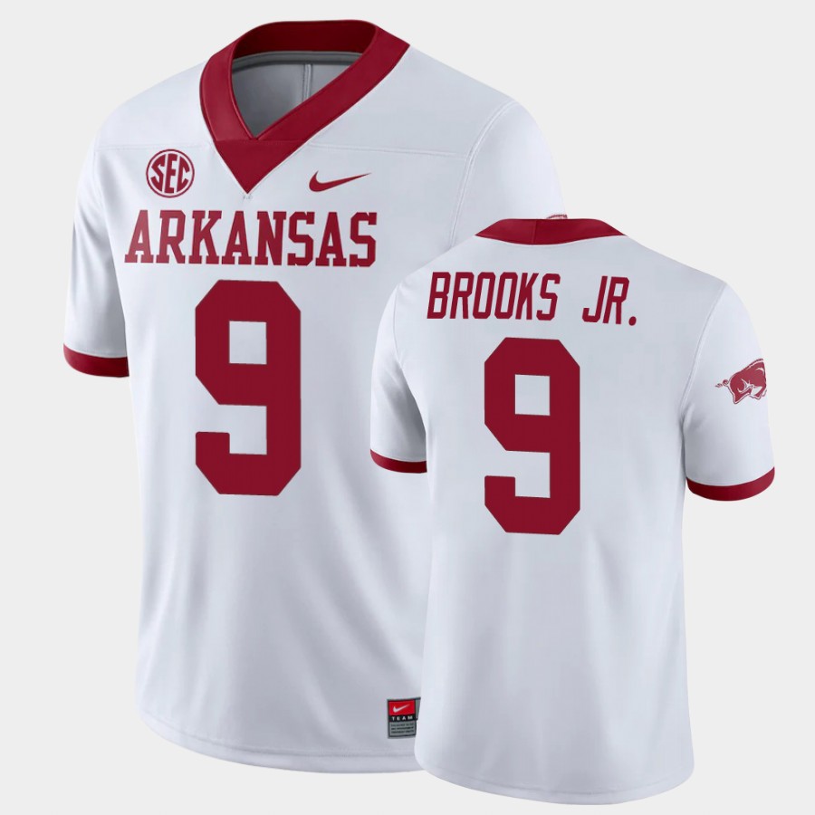 Mens Youth Arkansas Razorbacks #9 Greg Brooks Jr. Nike 2020 White College Football Jersey