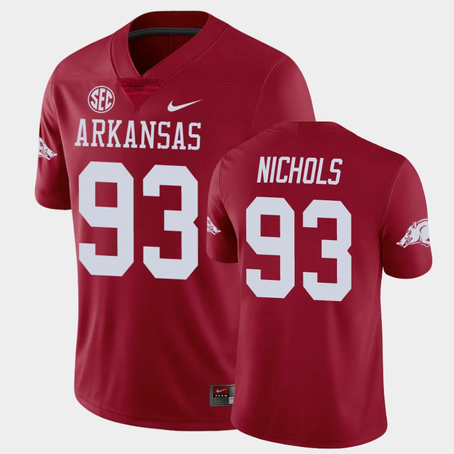 Mens Youth Arkansas Razorbacks #93 Isaiah Nichols Nike 2020 Cardinal College Football Jersey
