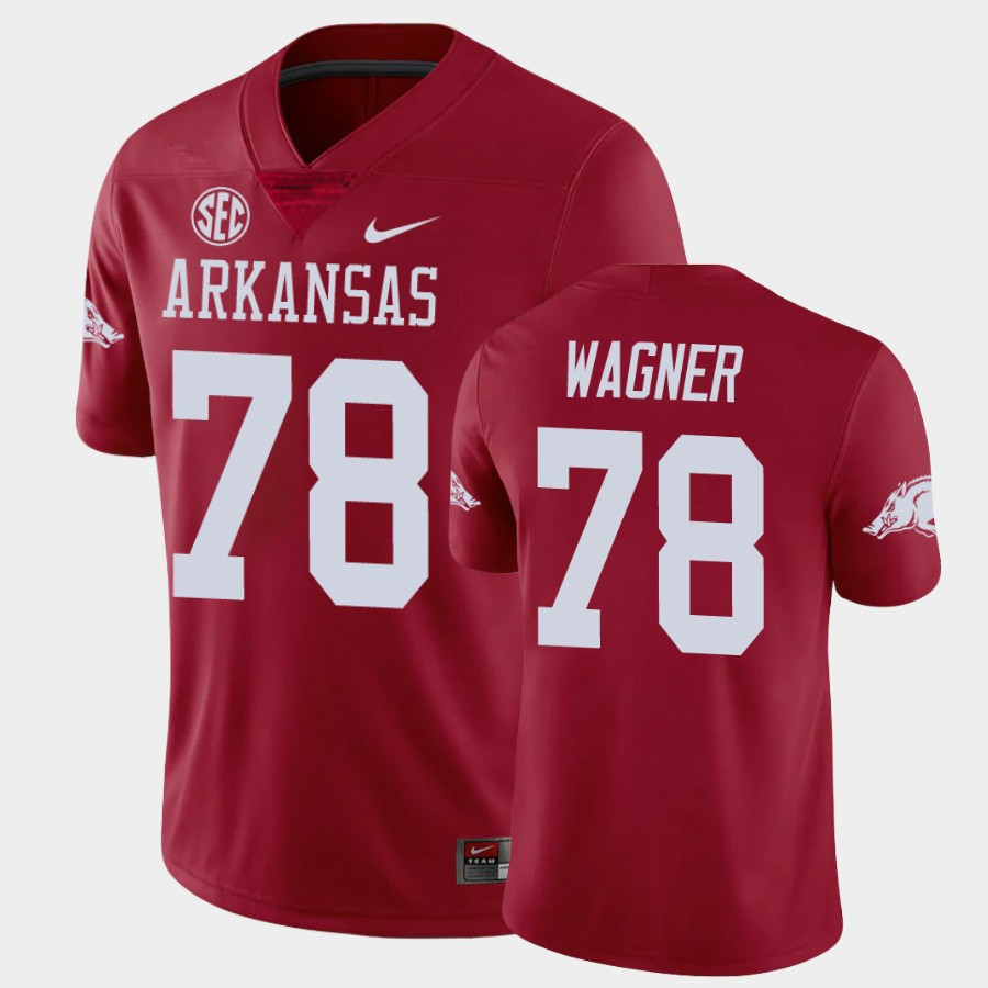 Mens Youth Arkansas Razorbacks #78 Dalton Wagner Nike 2020 Cardinal College Football Jersey