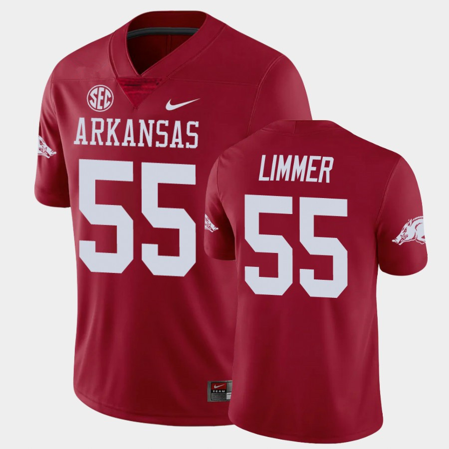 Mens Youth Arkansas Razorbacks #55 Beaux Limmer Nike 2020 Cardinal College Football Jersey