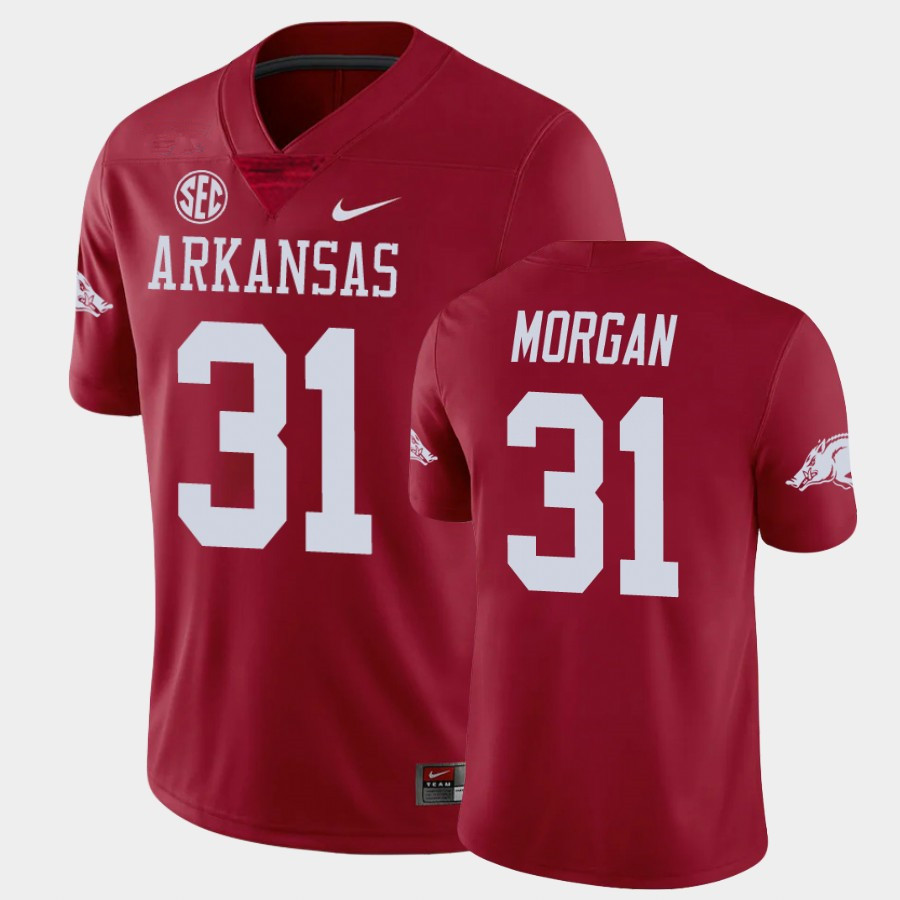 Mens Youth Arkansas Razorbacks #31 Grant Morgan Nike 2020 Cardinal College Football Jersey