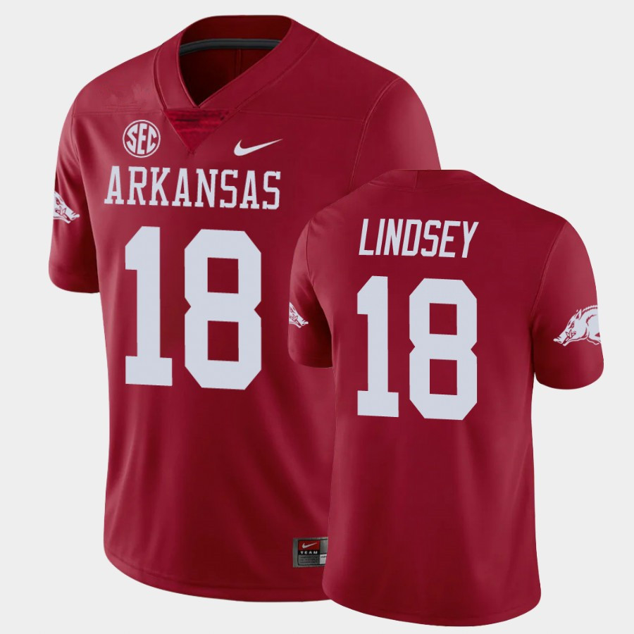 Mens Youth Arkansas Razorbacks #18 Jack Lindsey Nike 2020 Cardinal College Football Jersey