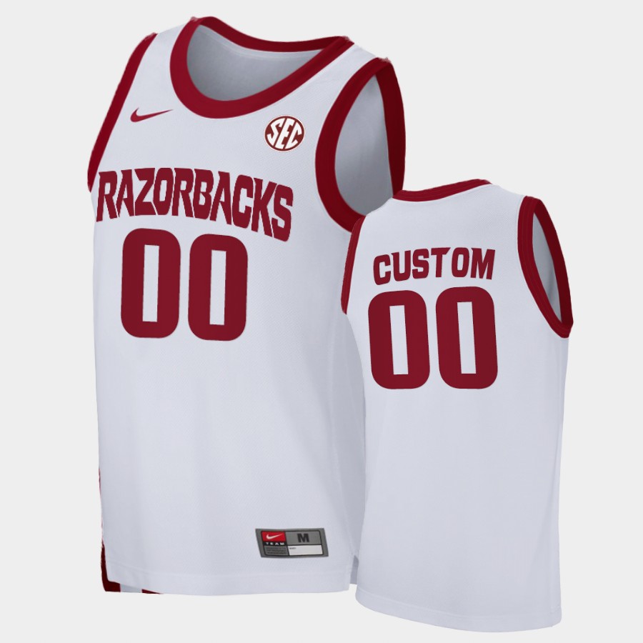 Youth Arkansas Razorbacks Custom Nike 2020-21 White College Basketball Game Jersey