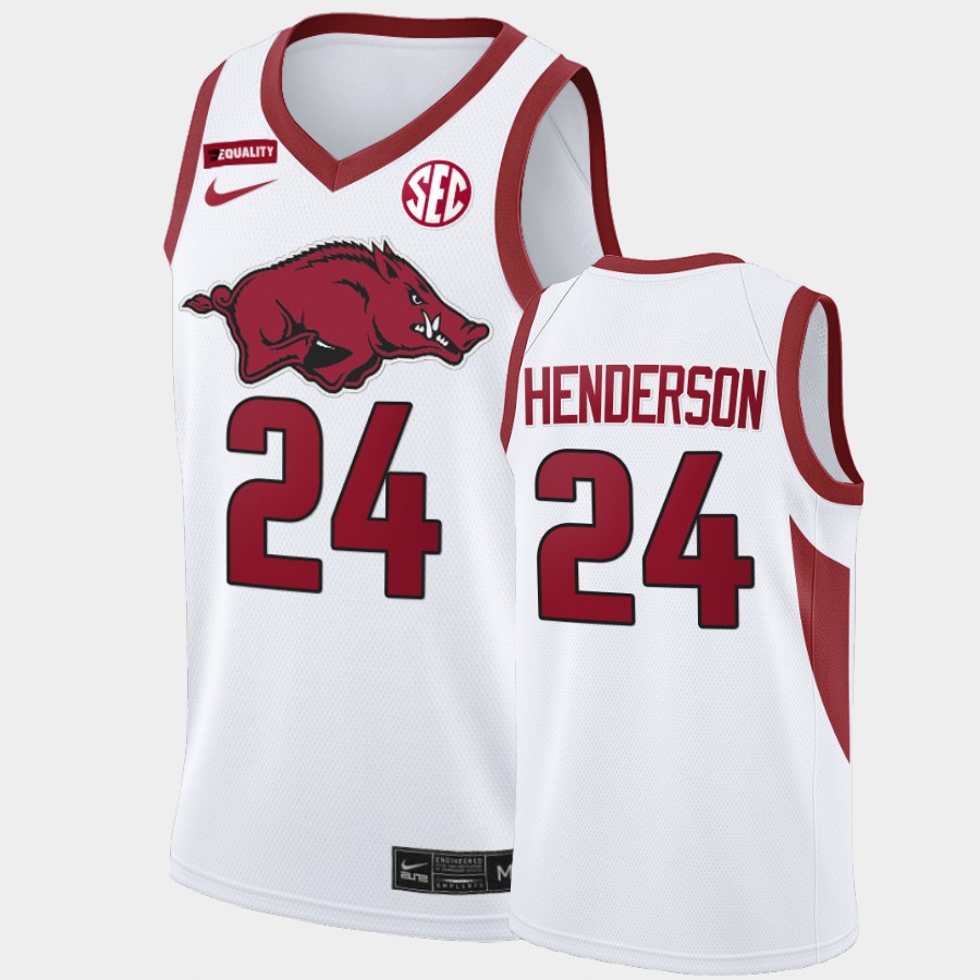 Mens Arkansas Razorbacks #24 Ethan Henderson Nike White College Basketball Special Edition Jersey