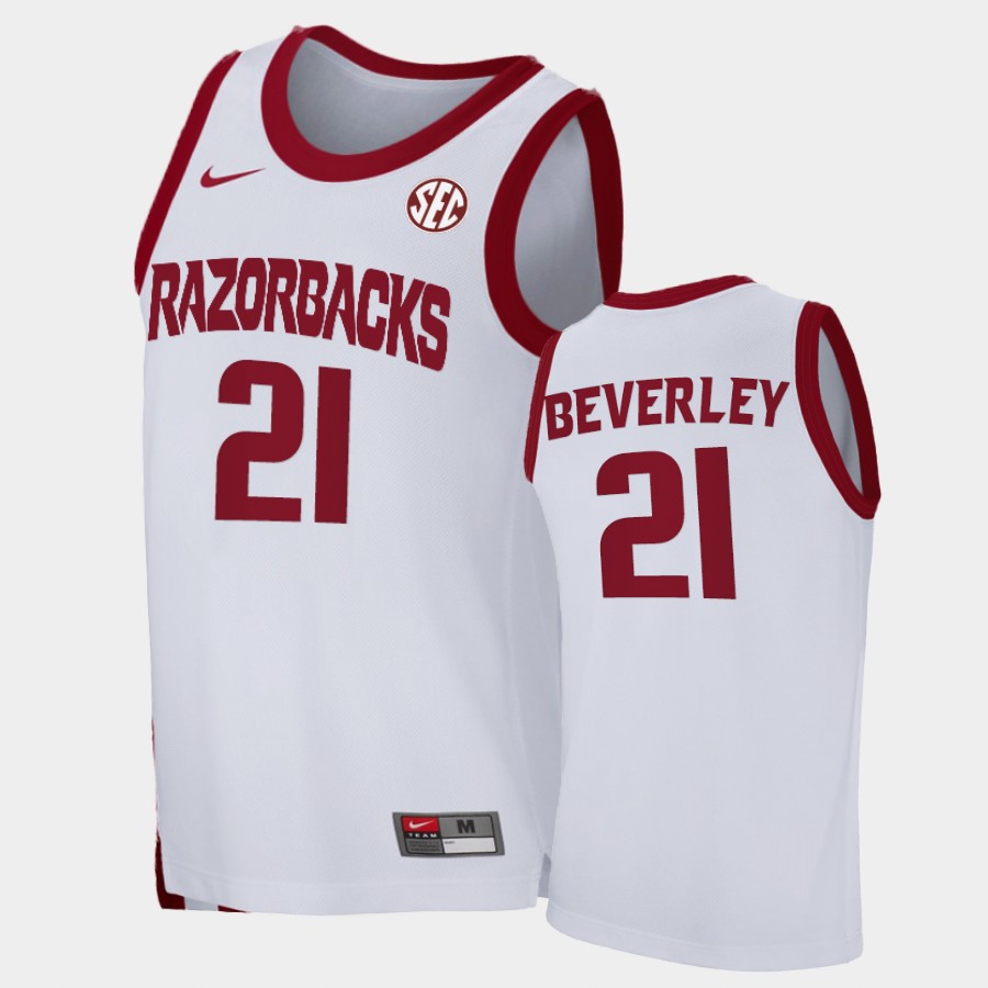 Mens Arkansas Razorbacks #21 Patrick Beverley Nike 2020-21 White College Basketball Game Jersey