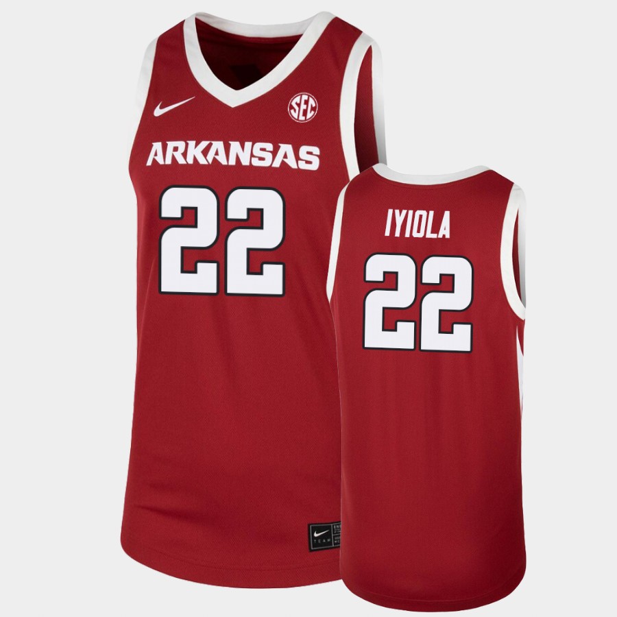 Mens Arkansas Razorbacks #22 Abayomi Iyiola Nike 2020-21 Cardinal College Basketball Game Jersey