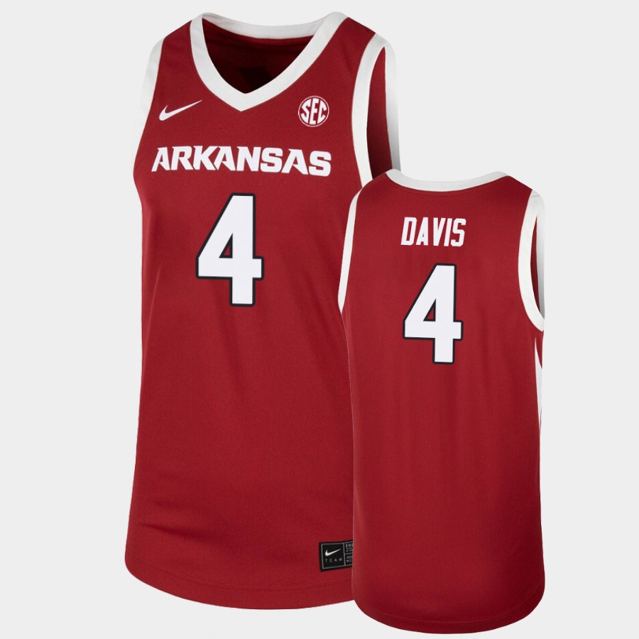 Mens Arkansas Razorbacks #4 Davonte Davis Nike 2020-21 Cardinal College Basketball Game Jersey