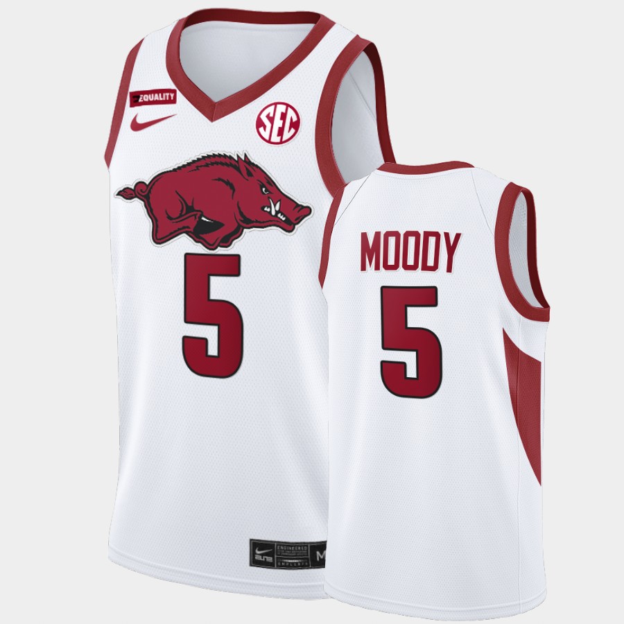 Mens Arkansas Razorbacks #5 Moses Moody Nike White College Basketball Special Edition Jersey