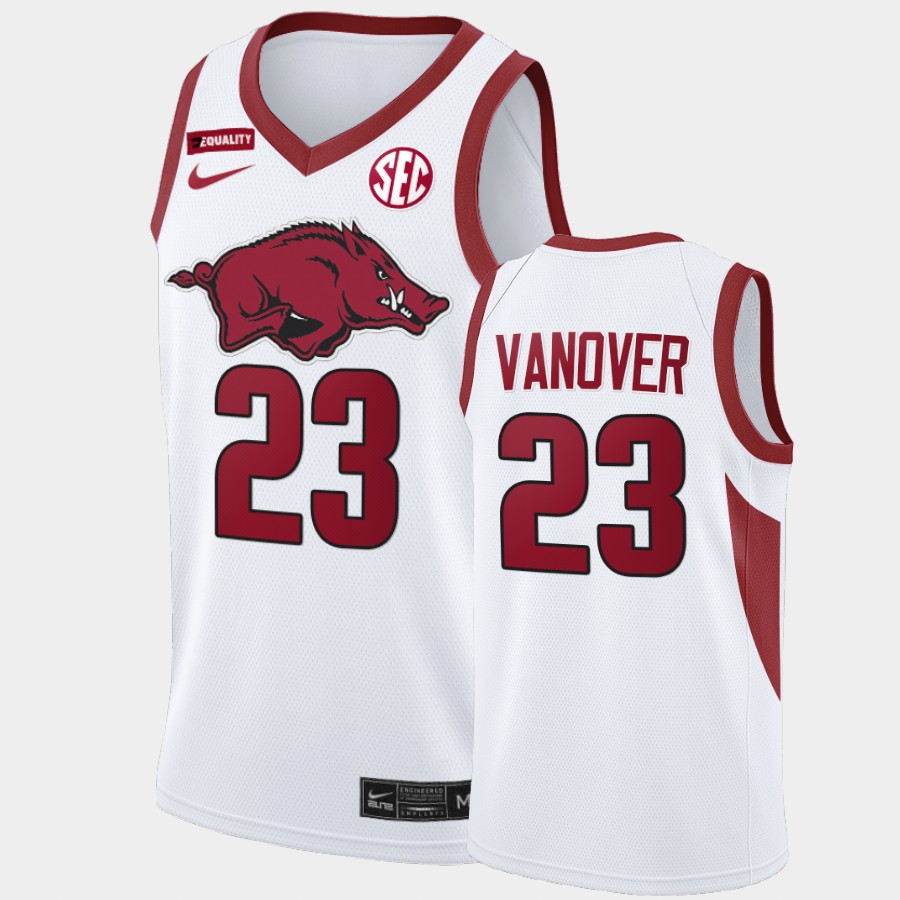Mens Arkansas Razorbacks #23 Connor Vanover Nike White College Basketball Special Edition Jersey