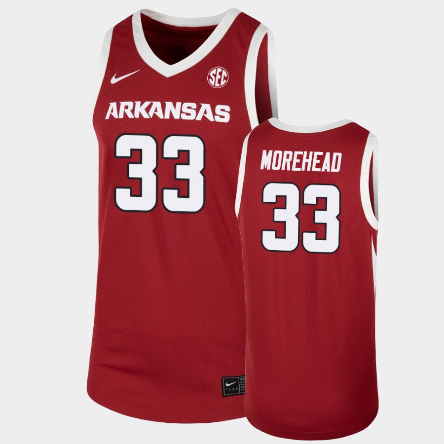 Mens Arkansas Razorbacks #33 Bryson Morehead Nike 2020-21 Cardinal College Basketball Game Jersey