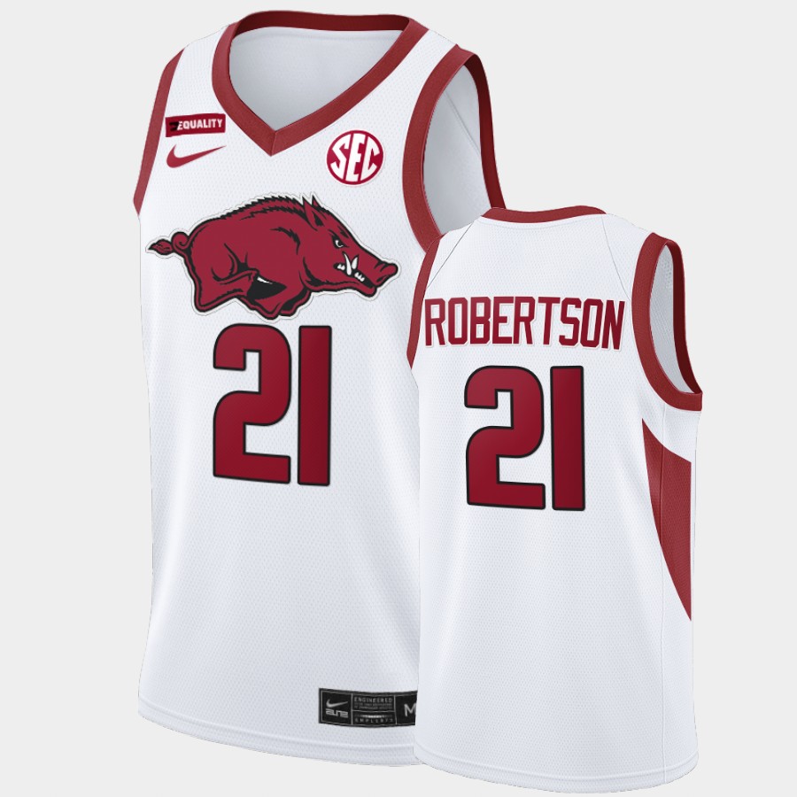 Mens Arkansas Razorbacks #21 Alvin Robertson Nike White College Basketball Special Edition Jersey