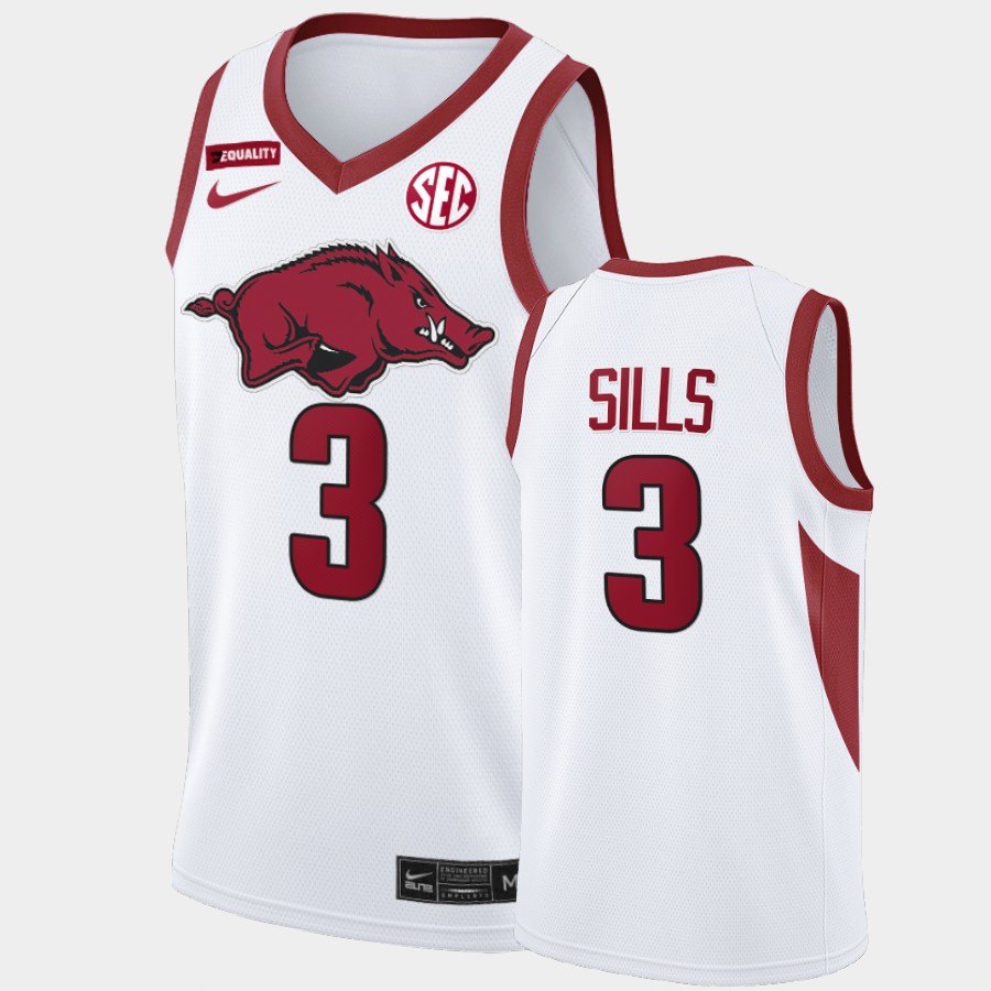 Mens Arkansas Razorbacks #3 Desi Sills Nike White College Basketball Special Edition Jersey