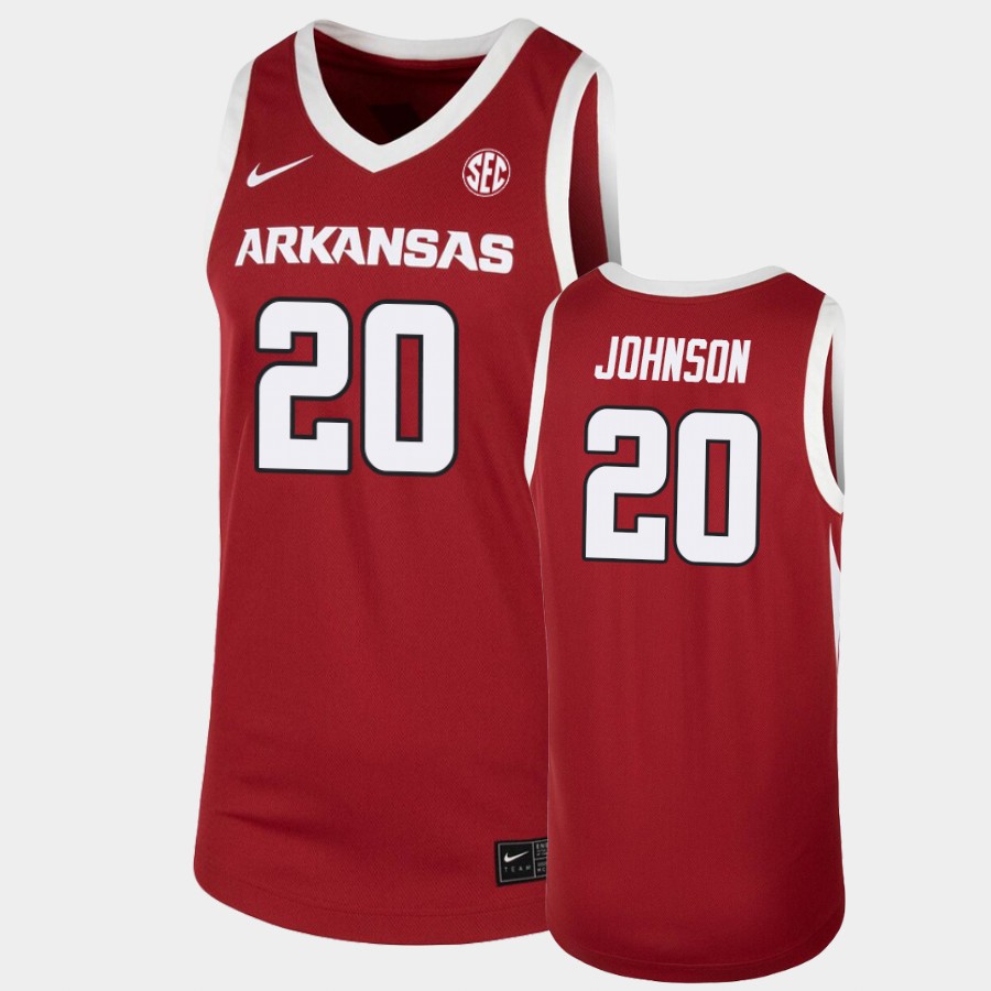 Mens Arkansas Razorbacks #20 Kamani Johnson Nike 2020-21 Cardinal College Basketball Game Jersey