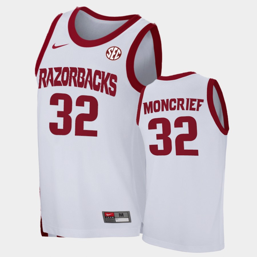 Mens Arkansas Razorbacks #32 Sidney Moncrief Nike 2020-21 White College Basketball Game Jersey
