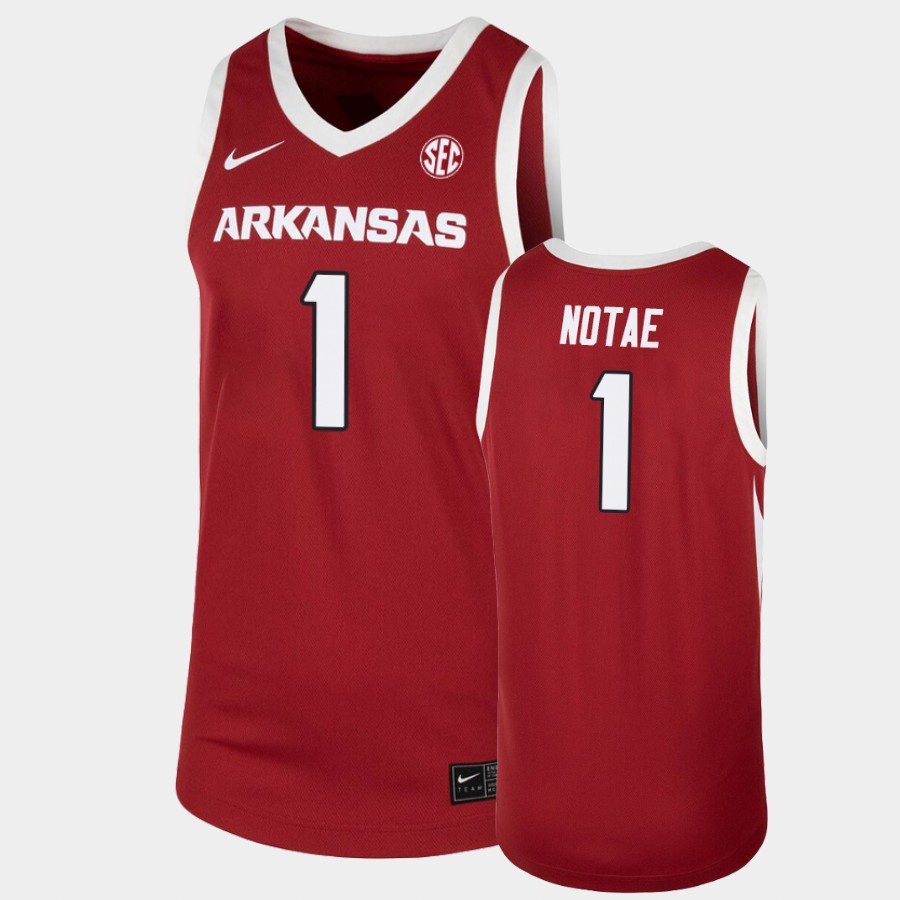 Mens Arkansas Razorbacks #1 JD Notae Nike 2020-21 Cardinal College Basketball Game Jersey
