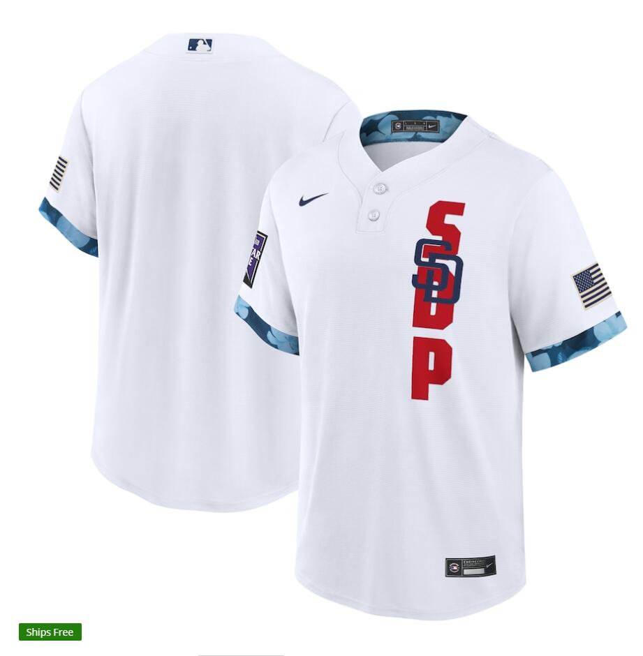 Mens San Diego Padres Stitched Nike White 2021 MLB All-Star Game American League Jersey