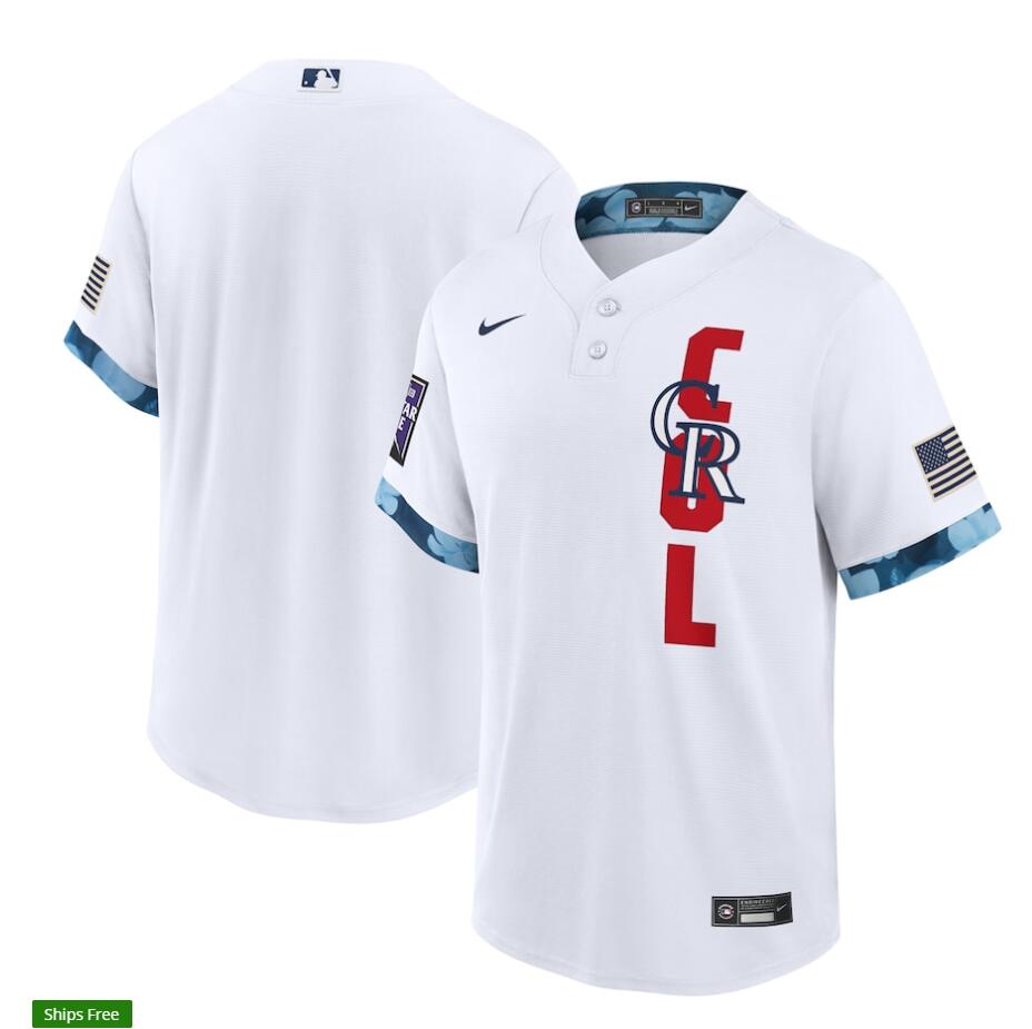 Mens Colorado Rockies Stitched Nike White 2021 MLB All-Star Game American League Jersey