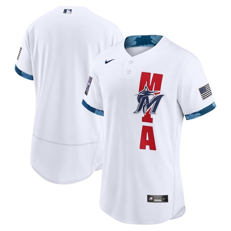 Mens Miami Marlins Stitched Nike White 2021 MLB All-Star Game National League Jersey