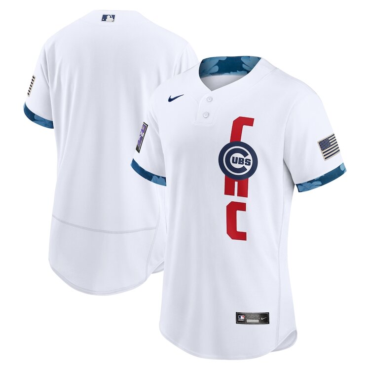 Mens Chicago Cubs Stitched Nike White 2021 MLB All-Star Game National League Jersey