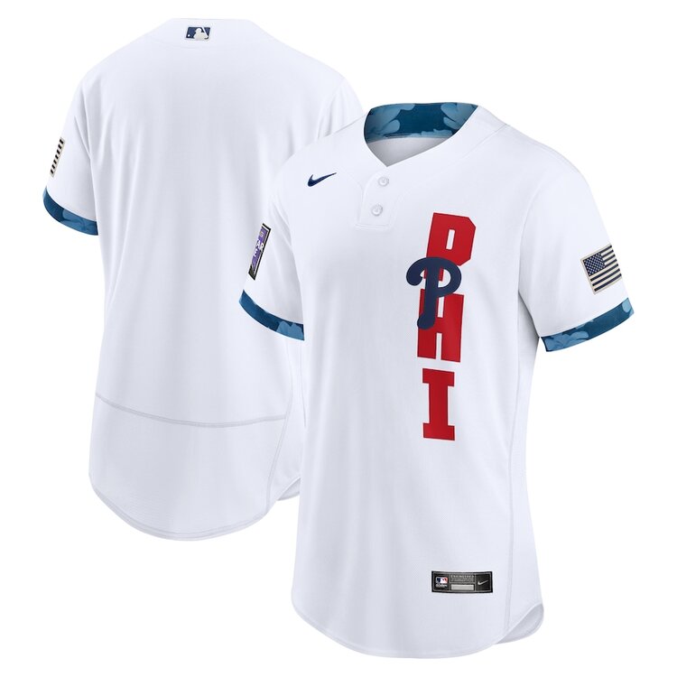 Mens Philadelphia Phillies Stitched Nike White 2021 MLB All-Star Game National League Jersey 