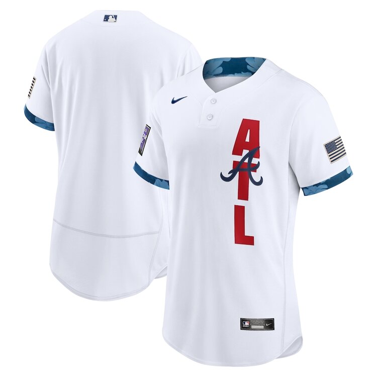 Mens Atlanta Braves  Stitched Nike White 2021 MLB All-Star Game National League Jersey