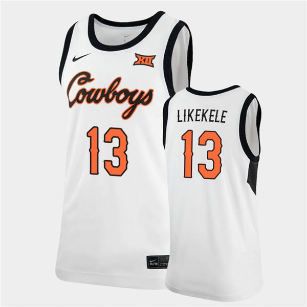 Mens Oklahoma State Cowboys #13 Isaac Likekele Nike white College Basketball Game Jersey