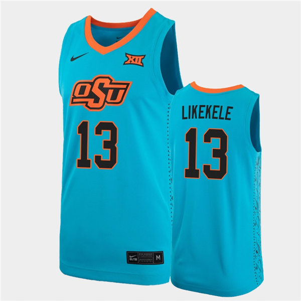 Mens Oklahoma State Cowboys #13 Isaac Likekele Nike Turquoise  Alternate College Basketball Jersey