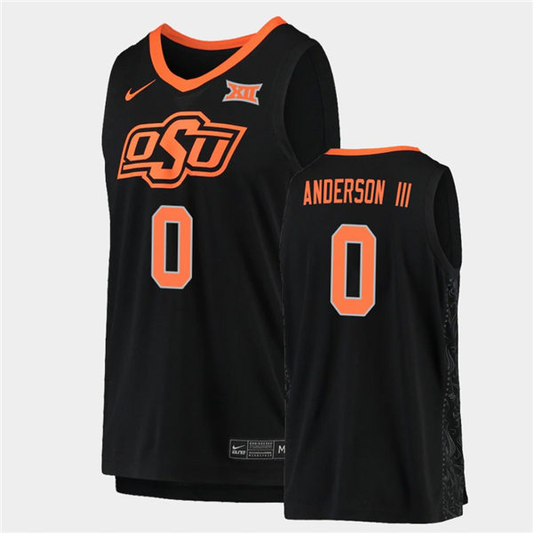 Mens Oklahoma State Cowboys #0 Avery Anderson III Nike Black College Basketball Game Jersey