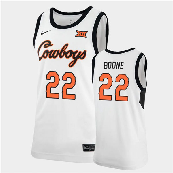 Men's Oklahoma State Cowboys #22 Kalib Boone Nike white College Basketball Game Jersey