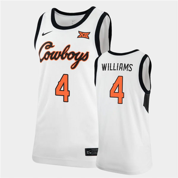 Men's Oklahoma State Cowboys #4 Donovan Williams Nike white College Basketball Game Jersey