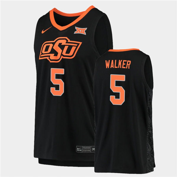 Men's Oklahoma State Cowboys #5 Rondel Walker Nike Black College Basketball Game Jersey