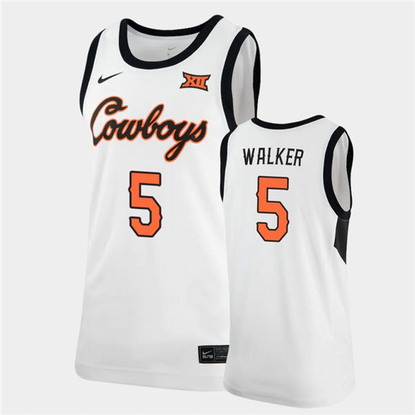 Men's Oklahoma State Cowboys #5 Rondel Walker Nike white College Basketball Game Jersey