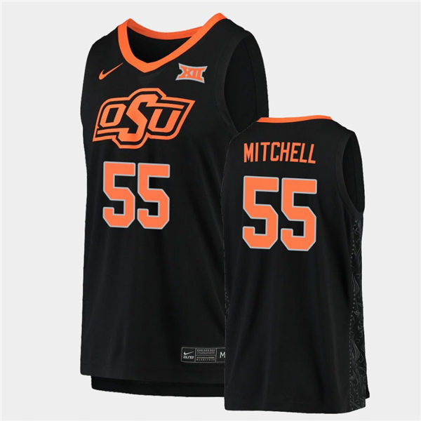Men's Oklahoma State Cowboys #55 Dee Mitchell Nike Black College Basketball Game Jersey
