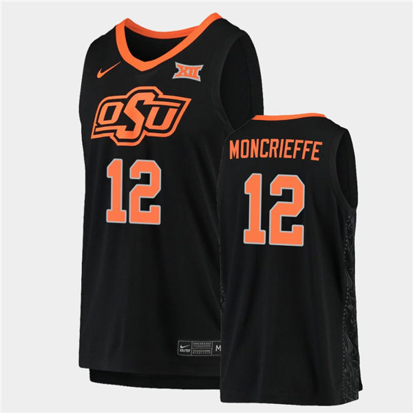 Men's Oklahoma State Cowboys #12 Matthew-Alexander Moncrieffe Nike Black College Basketball Game Jersey