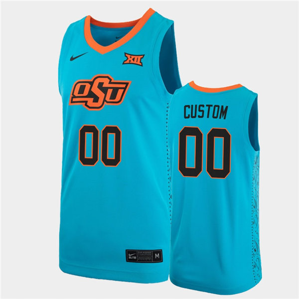 Mens Oklahoma State Cowboys Custom Cade Cunningham Isaac Likekele  Avery Anderson Nike Turquoise Basketball Jersey