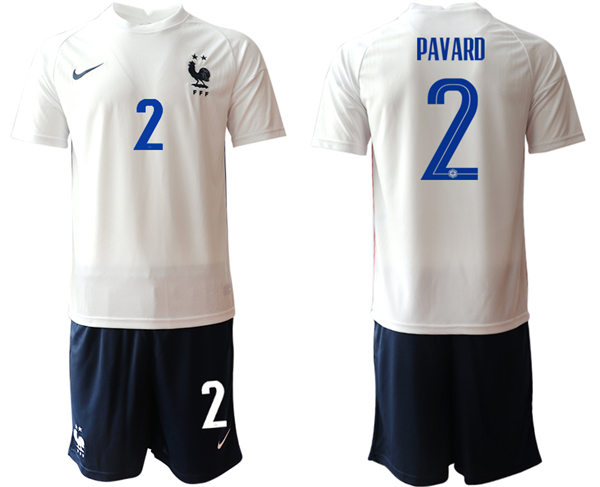 Mens France National Team #2 Benjamin Pavard 2021 Away White Soccer Jersey Suit
