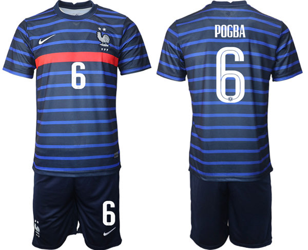 Mens France National Team #6 Paul Pogba 2021 Home Navy Soccer Jersey Kit