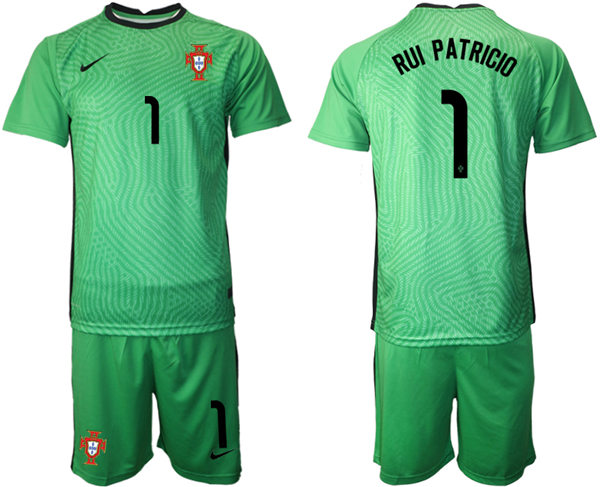 Mens Portugal National Team #1 Rui Patricio 2021 Apple Green goalkeeper Soccer Jersey Suit
