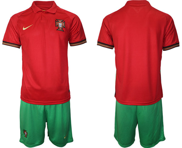 Mens Portugal National Team Blank  Home Red Soccer Jersey Kit