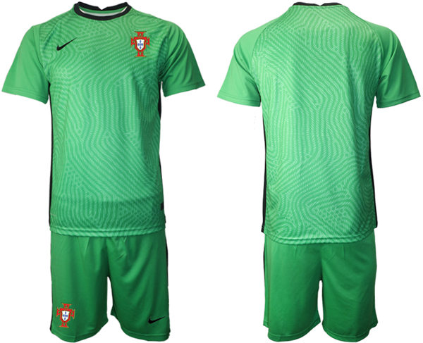 Mens Portugal National Team Blank  2021 Apple Green goalkeeper Soccer Jersey Suit