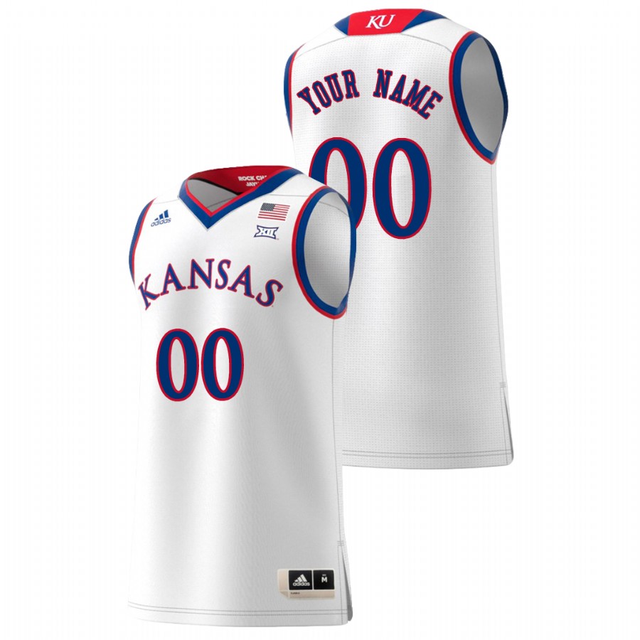 Men's Kansas Jayhawks Custom Adidas 2020 White Swingman Basketball Jersey
