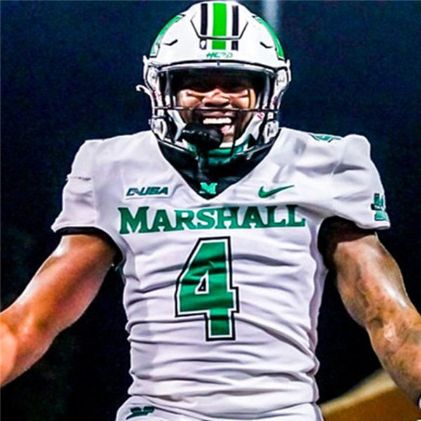 Mens Marshall Thundering Herd #4 Tavante Beckett Stitched 2020 White Nike College Football Game Jersey